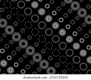 Padrões geométricos brancos intrincados e mandalas florais criam uma textura sofisticada em um campo preto O design monocromático oferece uma estética moderna e sofisticada para as decorações chinesas de Ano Novo
