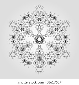 Intricate white vector snowflake made of smaller flakes