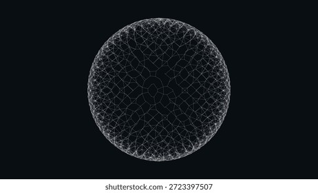 La esfera de estructura de alambre blanco intrincado representa la comunicación de datos, la creación de redes globales o estructuras científicas complejas en tecnología.