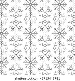 Intricate winter snowflake pattern illustration on a white background, ideal for holiday designs, featuring detailed shapes and ample copy space for creative use