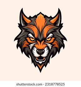 Intricate wolf head hand drawn logo design illustration. Captivating and powerful symbol of strength and resilience