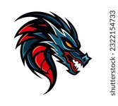 An intricately crafted dragon logo vector clip art illustration, featuring intricate scales and fierce eyes, ideal for branding and tattoo designs