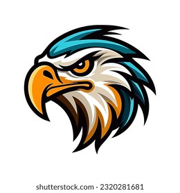 An intricately crafted eagle logo vector clip art illustration, showcasing intricate feather details and piercing eyes, ideal for sports team logos and corporate identities