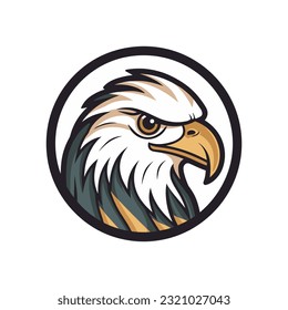 An intricately crafted eagle logo vector clip art illustration, showcasing intricate feather details and piercing eyes, ideal for sports team logos and corporate identities