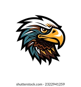 An intricately crafted eagle logo vector clip art illustration, showcasing intricate feather details and piercing eyes, ideal for sports team logos and corporate identities