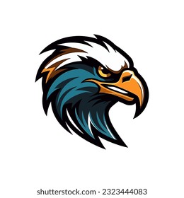 An intricately crafted eagle logo vector clip art illustration, showcasing intricate feather details and piercing eyes, ideal for sports team logos and corporate identities