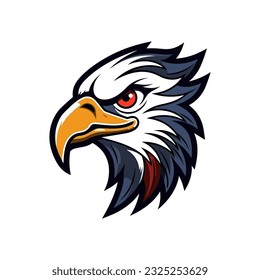 An intricately crafted eagle logo vector clip art illustration, showcasing intricate feather details and piercing eyes, ideal for sports team logos and corporate identities