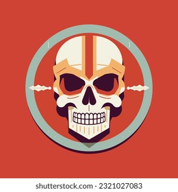 An intricately crafted skull warrior flat design vector clip art illustration, combining the mystique of skulls with the power of warriors, ideal for branding and graphic prints