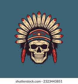 An intricately crafted skull warrior flat design vector clip art illustration, combining the mystique of skulls with the power of warriors, ideal for branding and graphic prints