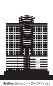 Intricately designed editable vector silhouette of the Central Bank of Nigeria Headquarters in Lagos. Perfect for branding, marketing, and design projects. Showcase Nigeria's financial hub with precis