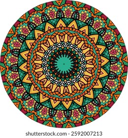 Intricately Designed Mandala with a Centralized Sunburst Effect