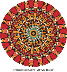 Intricately Designed Mandala with a Centralized Sunburst Effect