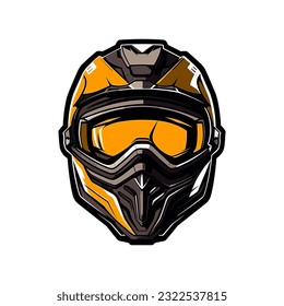 Ilustración de pinturas de casco vectorial con el logotipo motocross, que muestra el diseño de casco y la pasión por la motocross, ideal para la marca y la mercancía