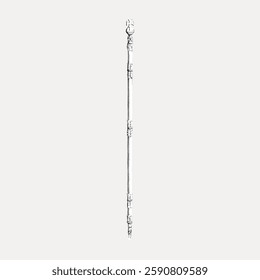 Intricately designed staff with ornate carvings. The staff features detailed patterns, showcasing craftsmanship. Elegant staff with artistic carvings and patterns. Vintage illustration, vector.