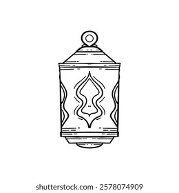 Intricately Designed Vintage Lantern Hanging on White Background