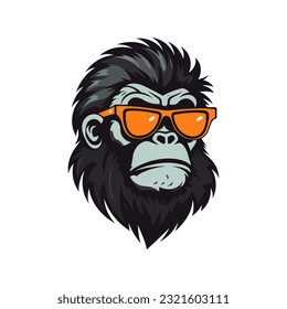 An intricately detailed gorilla wearing sunglasses vector clip art illustration, showcasing the fusion of power and suave sophistication, ideal for branding and promotional materials