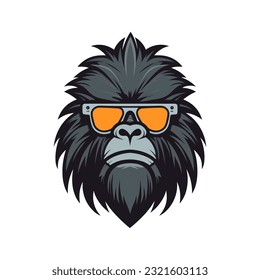 An intricately detailed gorilla wearing sunglasses vector clip art illustration, showcasing the fusion of power and suave sophistication, ideal for branding and promotional materials