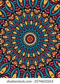 Intricately Detailed Mandala in Bright and Bold Hues