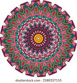 Intricately Detailed Mandala in Bright and Bold Hues