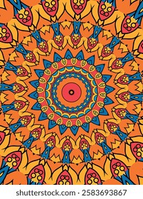 Intricately Detailed Mandala in Bright and Bold Hues