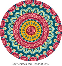 Intricately Detailed Mandala in Bright and Bold Hues