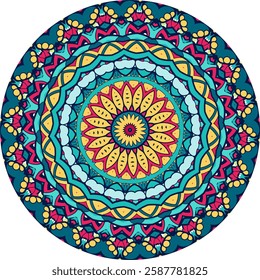 Intricately Detailed Mandala Featuring Radiant Colorful Layers