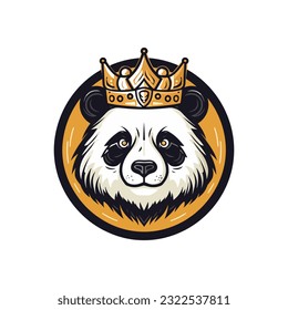 An intricately detailed panda wearing a crown vector clip art illustration, showcasing the combination of cuteness and grandeur, ideal for luxurious logos and exclusive designs