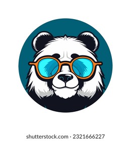 An intricately detailed panda wearing sunglasses vector clip art illustration, combining the adorable panda with a touch of attitude, ideal for edgy logos and fashion-forward artwork