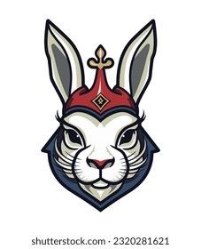 An intricately detailed rabbit mascot logo vector clip art illustration, showcasing the rabbit's adorable features and lively personality, ideal for animal-themed logos and children's products