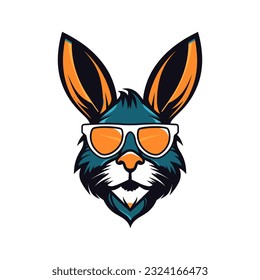 An intricately detailed rabbit wearing sunglasses vector clip art illustration, adding a touch of charm and whimsy to your designs, ideal for playful and eye-catching artwork