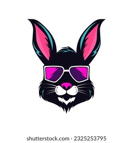 An intricately detailed rabbit wearing sunglasses vector clip art illustration, adding a touch of charm and whimsy to your designs, ideal for playful and eye-catching artwork