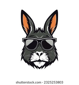 An intricately detailed rabbit wearing sunglasses vector clip art illustration, adding a touch of charm and whimsy to your designs, ideal for playful and eye-catching artwork