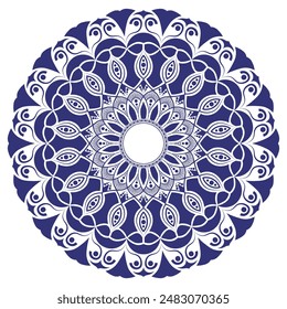 Intricately Detailed Symmetrical Mandala Design Vector Art with Geometric Pattern.