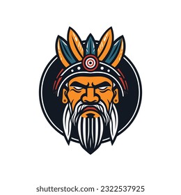 An intricately detailed Viking head vector clip art illustration, featuring a braided beard and piercing eyes, ideal for tattoo designs and Norse mythology-themed artwork
