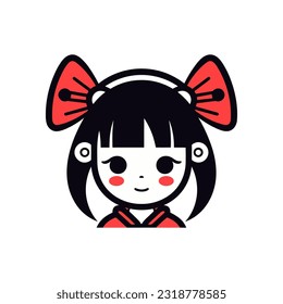 Intricately hand drawn Japanese geisha girl illustration, perfect for creating unique and visually stunning logo designs
