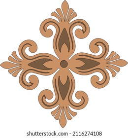 intricately shaped cross with wreaths carved style