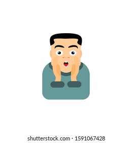 intrigued face icon man vector illustration