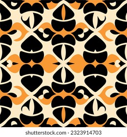 Intriguing abstract pattern featuring dynamic combination of orange, black, and white, evoking sense of modernity and artistic expression.