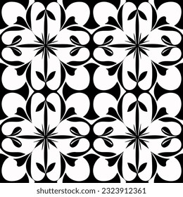 Intriguing black and white abstract design showcases captivating dark flower motif with hints of peppermint, creating unique and mesmerizing pattern.