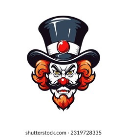 Intriguing clown head logo design illustration, combining artistic elements and expressive lines to create a visually engaging and memorable representation