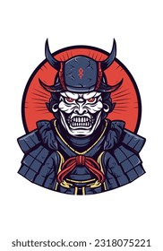 An intriguing fusion of undead and ancient warrior, this hand-drawn logo design brings together horror and honor