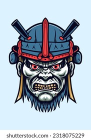 An intriguing fusion of undead and ancient warrior, this hand-drawn logo design brings together horror and honor