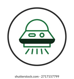 An intriguing illustration featuring a green flying saucer icon, encapsulating themes of science fiction, space exploration, and the mysterious unknown. This stylized image evokes curiosity,