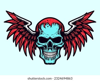 An intriguing illustration of a skull with beautifully detailed wings, perfect for a bold and distinctive logo design