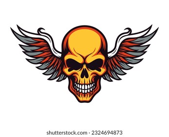 An intriguing illustration of a skull with beautifully detailed wings, perfect for a bold and distinctive logo design