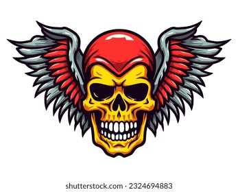 An intriguing illustration of a skull with beautifully detailed wings, perfect for a bold and distinctive logo design