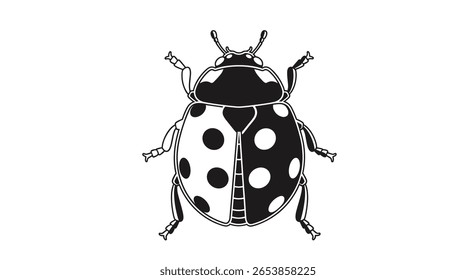 Ilustração de joaninha intrigante com simbolismo yin yang e padrão de manchas único