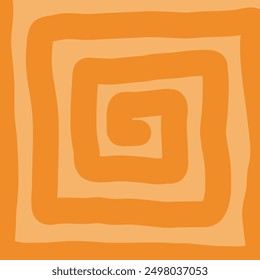 An intriguing swirl is positioned within a square against a vibrant orange background, creating a captivating visual impact