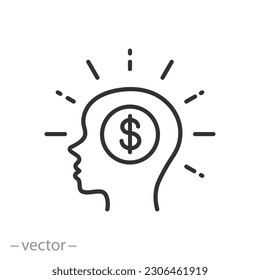 intrinsic motivation icon, need in money, financial motives, thin line symbol - editable stroke vector illustration