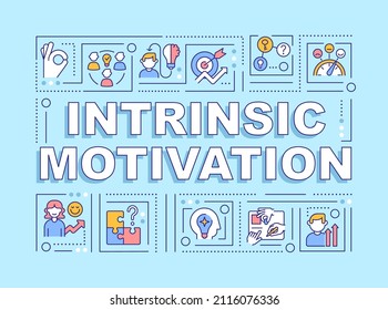 Intrinsic motivation word concepts blue banner. Psychological rewards. Infographics with icons on color background. Isolated typography. Vector illustration with text. Arial-Black font used